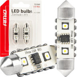 AMiO �������� ����������� 39mm 12/24V C5W 5500K 12xSmd 3838 CAN-Bus Festoon (�����) ���� - 2 ���. - (04249)