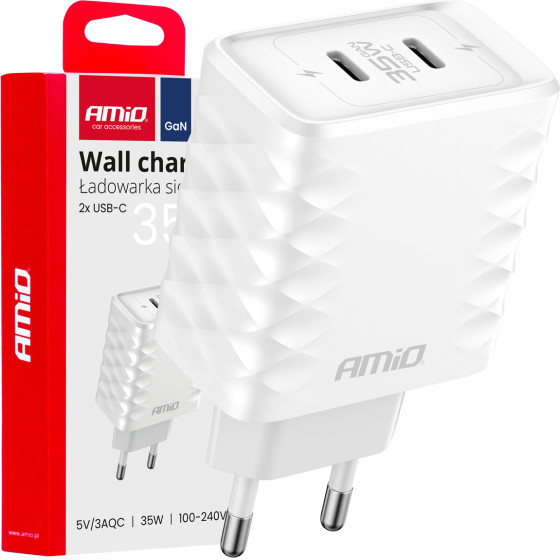 AMiO ��������� �� ������� ����� �� 2 ����� 2xUSB-C 35W 100-240V ����� - 1 ���. - (04288)