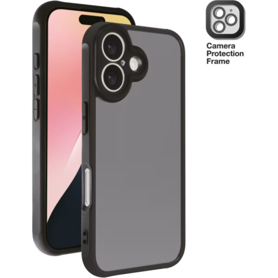 Vivanco Frosted Cover Iphone 16 Semi transparent/Black Backcover - (64223)