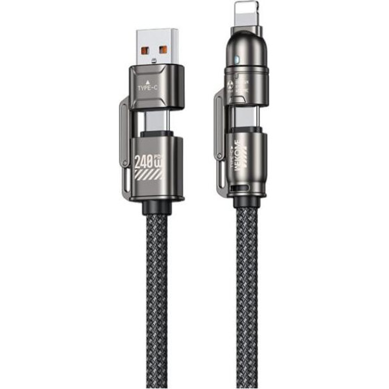 WK Charging Cable 4 In 1 240W USB/TYPE-C To i6/TYPE-C Black 1.2m - (WDC-50)