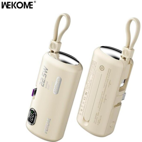 WK Power Bank 5000mAh 22,5W PDx2 Beige WP-19 - (WP-19 Beige)
