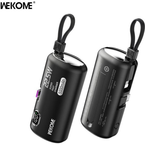 WK Power Bank 5000mAh 22,5W PDx2 Black WP-19 - (WP-19 Black)