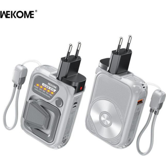 WK Power Bank Magnetic Wireless 10000mAh 22,5W PDx1 & QCx1 Gray WP-89 - (WP-89 Gray)