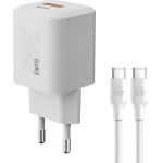 Powertech ��������� ������ �� �������, USB/USB-C, 36W, GaN, ������ - (PT-1351)
