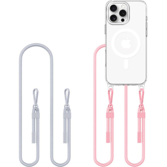 Tech-Protect Flexair Chain Mag Case Iphone 16 Pro Max Grey Pink Backcover - (TPFCMIP16PMGP)