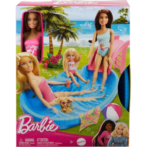 Mattel Barbie Doll With Pool Slide Playset (HRJ74)