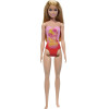 Mattel Barbie: Beach - Blond Hair Doll Wearing Pink Palm Tree-Print Swimsuit (HXX48)