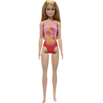 Mattel Barbie: Beach - Blond Hair Doll Wearing Pink Palm Tree-Print Swimsuit (HXX48)