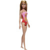 Mattel Barbie: Beach - Blond Hair Doll Wearing Pink Palm Tree-Print Swimsuit (HXX48)