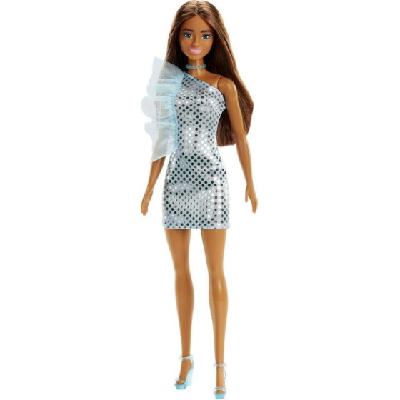 Mattel Barbie: Glitz Outfits - Dark Skin Doll With Light Blue Dress (HJR95)