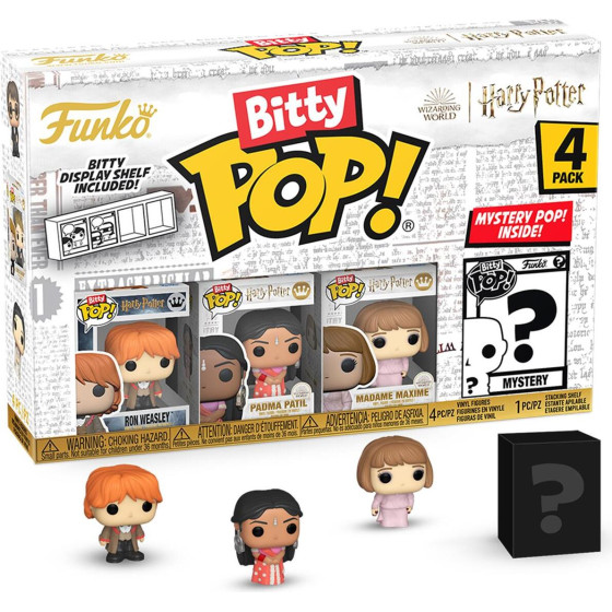 Funko Bitty Pop! 4-Pack: Harry Potter Goblet Of Fire - Ron Weasley, Padma Patil, Madame Maxim, Mystery Pop! Vinyl Figures