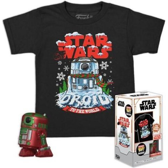 Funko Pocket Pop! Tee (Child) Disney: Star Wars - Holiday R2-D2 (Metallic) Vinyl Figure T-Shirt (S)