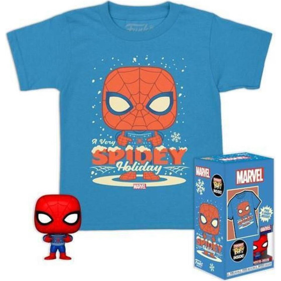 Funko Pocket Pop! Tee (Child): Marvel - Holiday Spiderman Vinyl Figure T-Shirt (L)