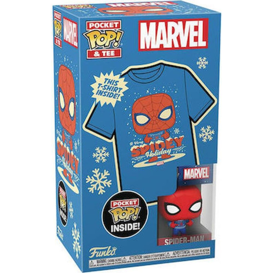 Funko Pocket Pop! Tee (Child): Marvel - Holiday Spiderman Vinyl Figure T-Shirt (M)