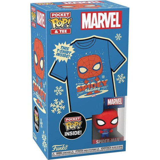 Funko Pocket Pop! Tee (Child): Marvel - Holiday Spiderman Vinyl Figure T-Shirt (S)