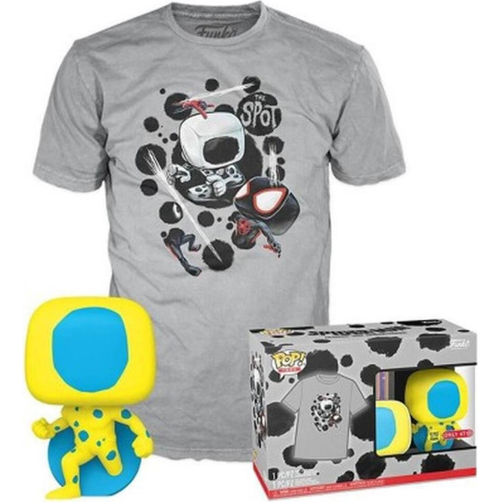 Funko Pop! Tee (Adult) Marvel: Spider-Man Across The Spider-Verse - The Spot (Blacklight) (Special Edition) (Glows In The Dark) Bobble-Head Vinyl Figure And T-Shirt (XL)
