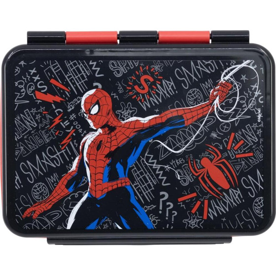 Stor Marvel: Spiderman Black Board - Stainless Steel Clamp Rectangular Sandwich Box (1100ml) (74756)