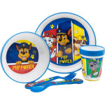 Stor: Paw Patrol - Pup 5 Pcs Non Slip Bicolor Premium Set (Plate Bowl Tumbler 260 Ml & Cutlery) (260ml) (74681)