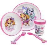 Stor: Paw Patrol -Girl 5 Pcs Non Slip Bicolor Premium Set (Plate Bowl Tumbler 260 Ml & Cutlery) (260ml) (74581)