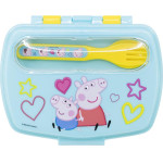 Stor: Peppa Pig Core 2022 - Funny Sandwich Box With Cutlery (13909)