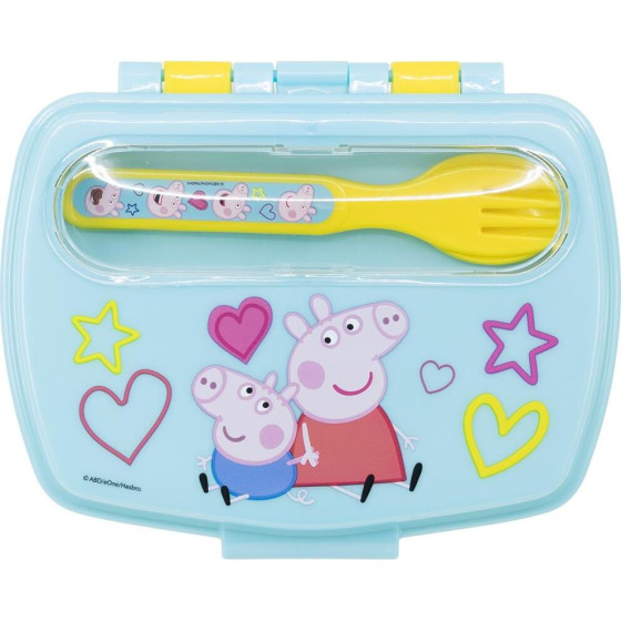 Stor: Peppa Pig Core 2022 - Funny Sandwich Box With Cutlery (13909)