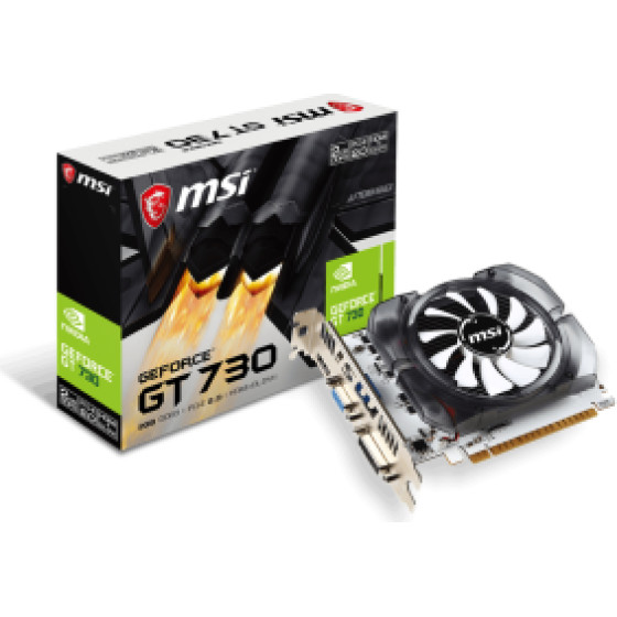 MSI Vga PCI-E Nvidia Gf Gt 730 2G (N730-2GD3V3), 2GB/128BIT, DDR3, HDMI/D-SUB/DVI, One FAN, 2 Slot FANSINK, 3YW. - (912-V809-4402)