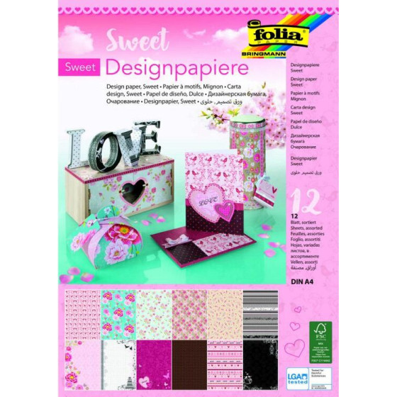 FOLIA ����� ������ Glitter A4, 12 ��� 165 ��, Sweet