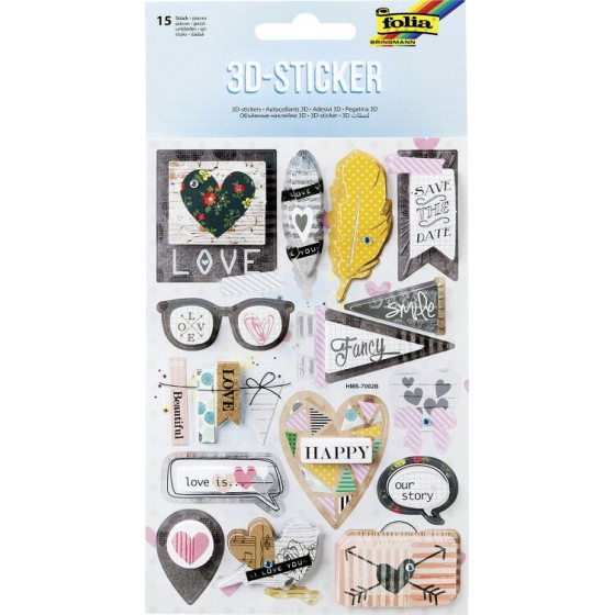 FOLIA ��� 15 ����������� 3D Effect, 12.5X18.5 ��, HAPPY-LOVE