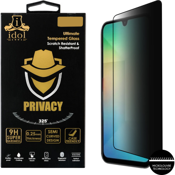 Idol 1991 Tempered Glass Samsung A26 5G A266 6.64'' 9H 0.25mm Privacy Antispy Semi Curved Full Glue BLACK