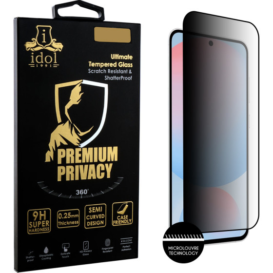 Idol 1991 Tempered Glass Samsung A56 5G A566 6.7'' 9H 0.25mm Premium Privacy Antispy Semi Curved Full Glue BLACK