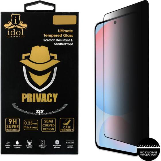 Idol 1991 Tempered Glass Samsung A56 5G A566 6.7'' 9H 0.25mm Privacy Antispy Semi Curved Full Glue BLACK