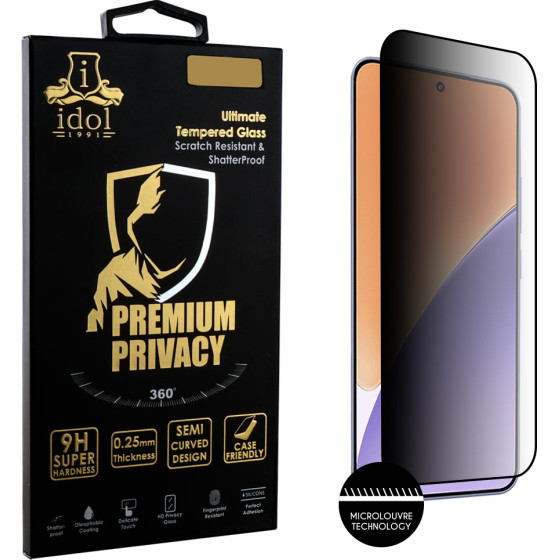 Idol 1991 Tempered Glass Xiaomi 15 5G 6.36'' 9H 0.25mm Premium Privacy Antispy Semi Curved Full Glue BLACK