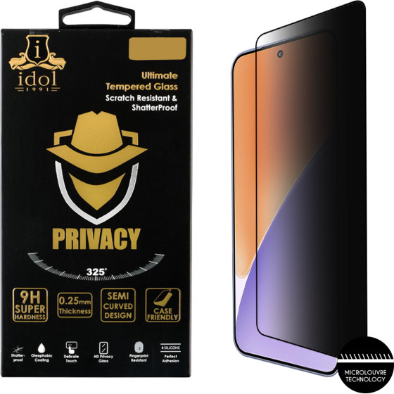 Idol 1991 Tempered Glass Xiaomi 15 5G 6.36'' 9H 0.2mm Privacy Antispy Semi Curved Full Glue BLACK