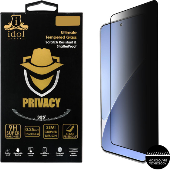 Idol 1991 Tempered Glass Xiaomi 15 Pro 5G 6.73'' 9H 0.25mm Privacy Antispy Semi Curved Full Glue BLACK