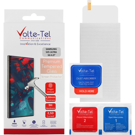 Volte-Tel Tempered Glass Samsung S25 Ultra 5G 6.9'' 9H 0.30mm 2.5D Full Glue Finger UNLOCK