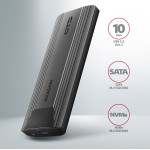 Axagon EEM2-GTS2 USB-C 3.2 Gen 2 - M.2 Nvme / Sata Ssd Thin Screwless 30-80MM Alu BOX