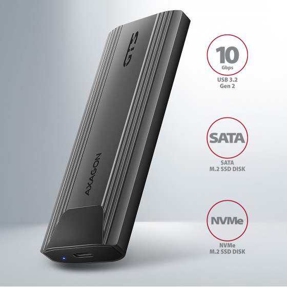 Axagon EEM2-GTS2 USB-C 3.2 Gen 2 - M.2 Nvme / Sata Ssd Thin Screwless 30-80MM Alu BOX