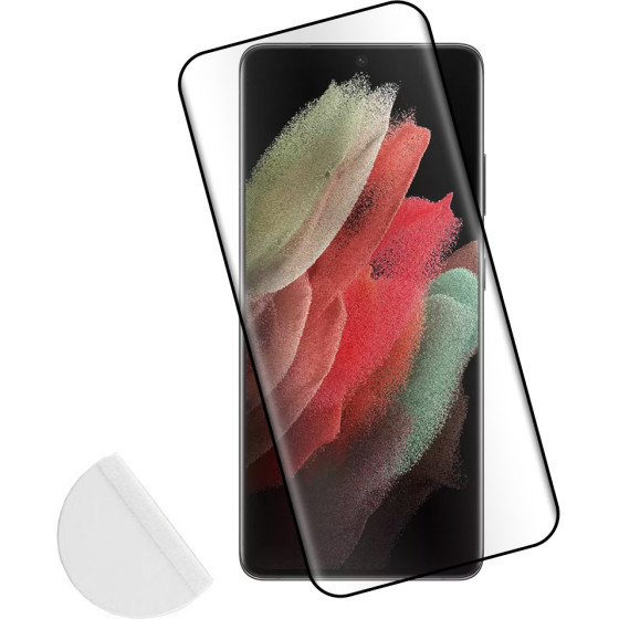 Idol 1991 Tempered Glass Samsung S21 Ultra 5G 6.8'' 9H 0.30mm 3D Full Glue Semi Curved Finger Unlock Black + Squeezy CARD
