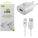 Lime Successories Lime Usb 3.0 Pd Fast Travel Qc 3.0 LTU25 21W 4000mA + ������� ��������-Data L15 Type C WHITE