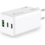 MediaRange 100W Gan Fast Charging Adapter 2x USB-C And 1x USB-A & USB-C Power Delivery And Quick Charge� Enabled White - (MRMA123)