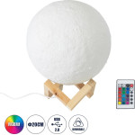 GloboStar Moon ����������� ��������� Led 3W 150lm 360� Dc 5V IP20 Rgb Dimmable ����� �������� �� ���� ���� - ���������� ���� �� �����, ����� ��������� - �20 x �20 x �23cm - 2 ������ ������� - (79607-S)