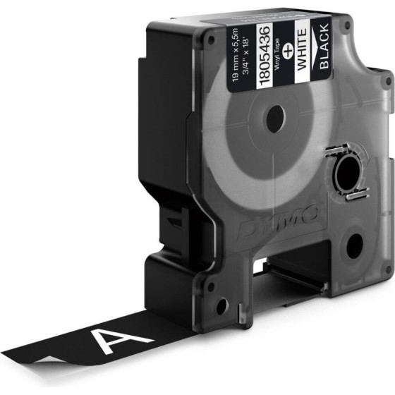 ������ ������������� Dymo Ind Rhino Tape Vinyl White On Black 19mm - (1805436)