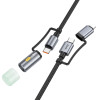 Hoco ������� �������� USB-C/Ip �� USB-C/���� 3A 1.2m Braided ����� - (U138)