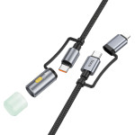 Hoco ������� �������� USB-C/Ip �� USB-C/���� 3A 1.2m Braided ����� - (U138)