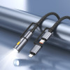 Hoco ������� �������� USB-C/Ip �� USB-C/���� 3A 1.2m Braided ����� - (U138)