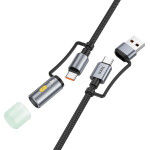 Hoco ������� �������� USB-C/USB-A �� USB-C/���� 3A 1.2m Braided ����� - (U138)