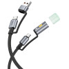 Hoco ������� �������� USB-C/USB-A �� USB-C/���� 3A 1.2m Braided ����� - (U138)