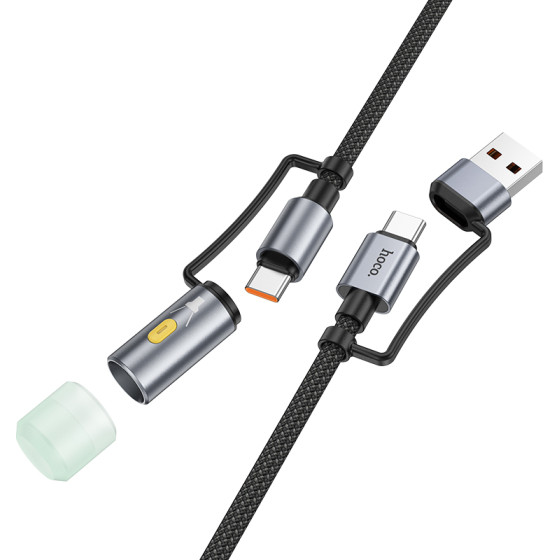 Hoco ������� �������� USB-C/USB-A �� USB-C/���� 3A 1.2m Braided ����� - (U138)