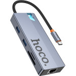 Hoco Hub USB-C 8-in-1 �� Hdtv + RJ45 + SD/TF+ Pd + Type-C 3.0 + 2x Usb 3.0 ���� 18cm - (HB52 Wow)