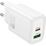 Hoco ��������� �������� �� 2 ������� �������� USB-C ��� USB-A 20W 5V 3.0A ������ - (N61 Gentle)